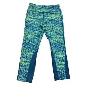 Nike Dri Fit Running Leggings Women's Size Small Blue Green Abstract Swirl Print